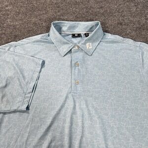 FootJoy‎ Polo Shirt Mens XL Blue House Print Tour Issue Golf Performance Stretch